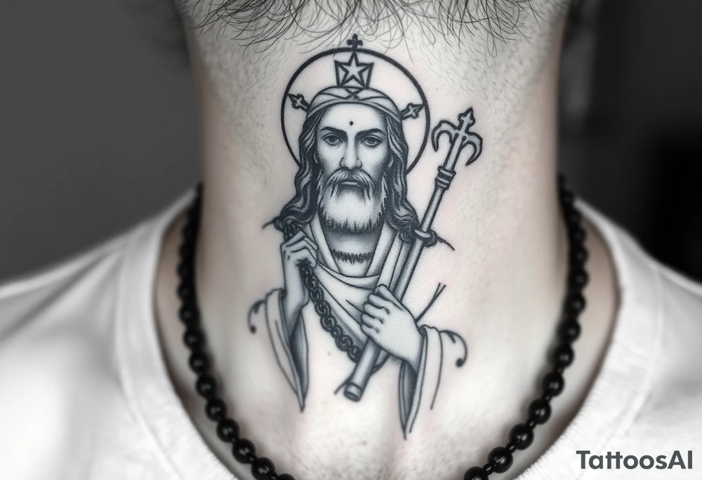 russian christian orthodox jesus xristos holding the russian orthodox thurible chains tattoo idea