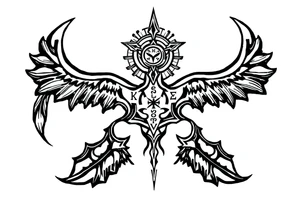 mytical shaman and witch ancient ornament with runes tattoo idea