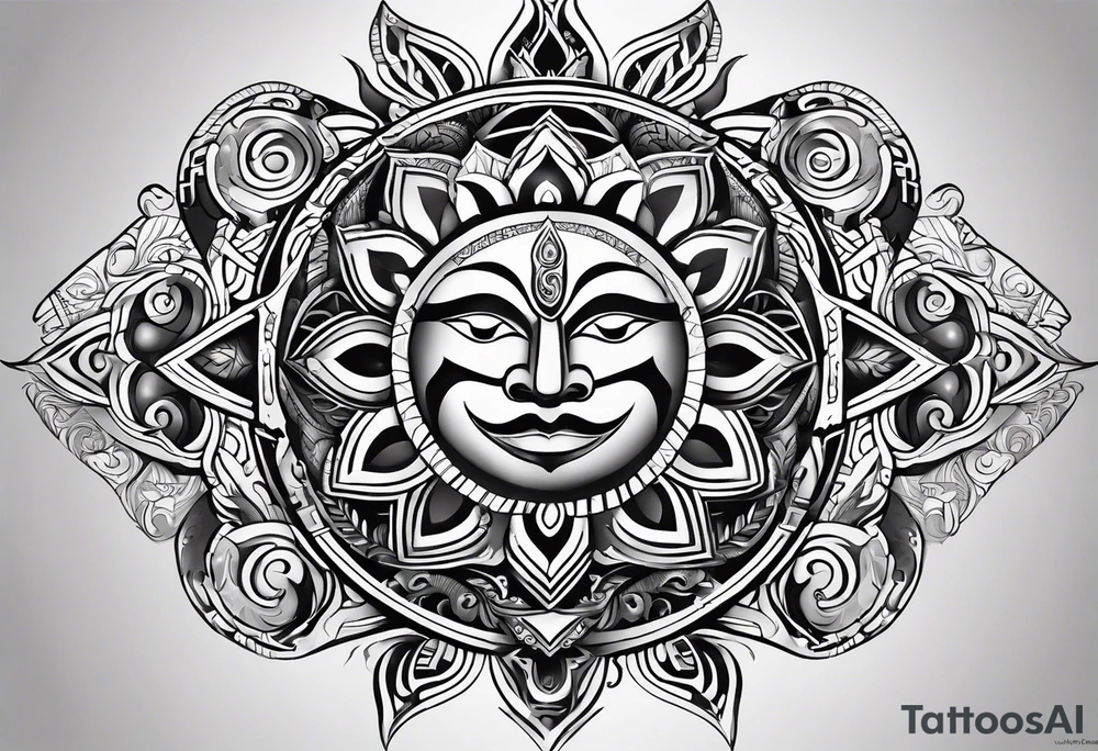 the sun god maori tattoo idea