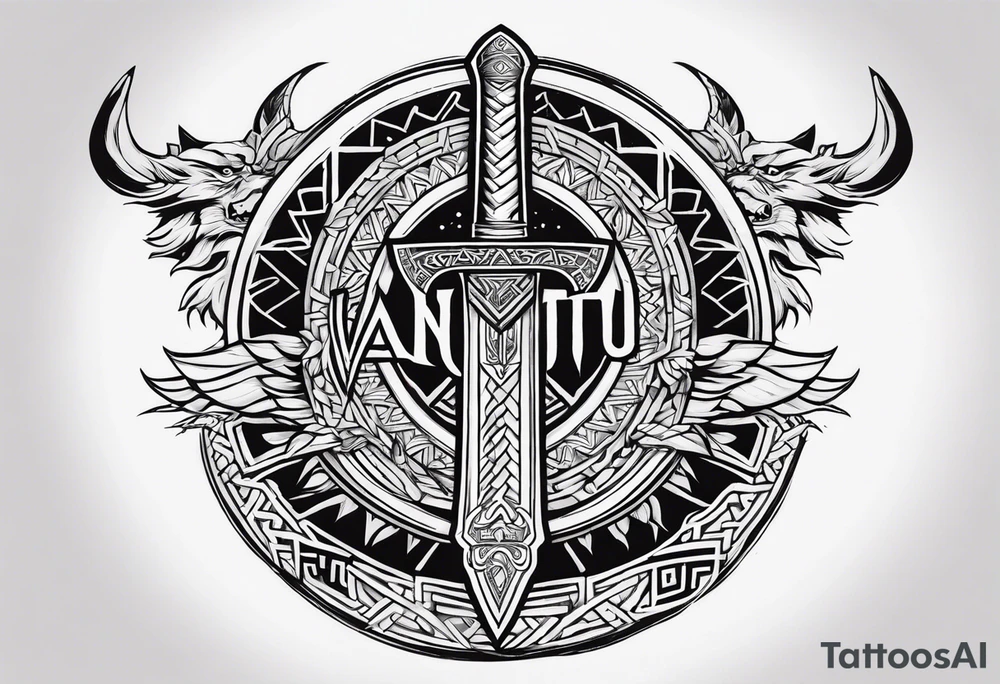 Valhalla sword
dragon axe Valknut helm of awe tattoo idea