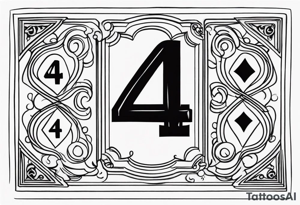 number 4 in a card tattoo idea
