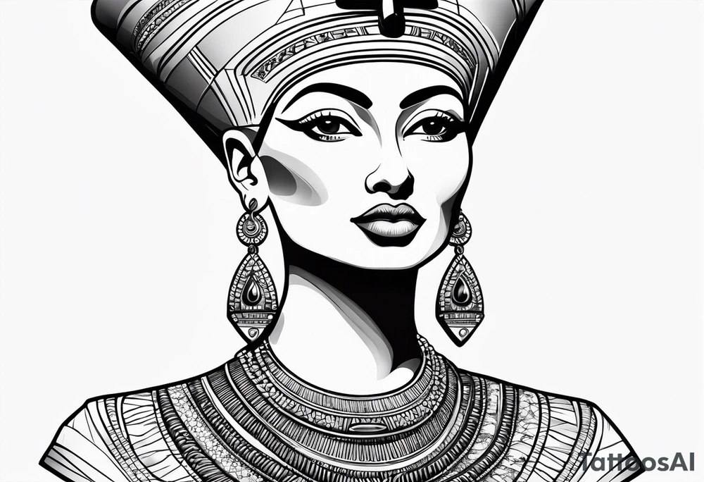 Nefertiti face semi realism tattoo idea