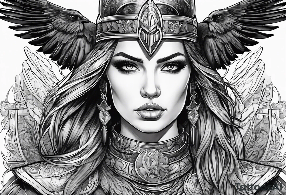 Valkyrie with a crow tattoo idea