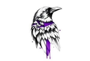 A crow tattoo that incorporates a strip/band of purple somewhere in the design to represent dealing with domestic abuse. Be creative. tattoo idea