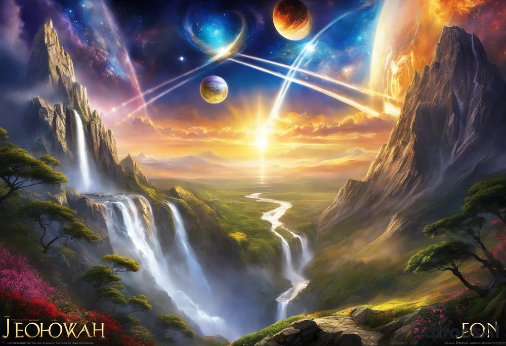 Jehovah looking out at the marvels of his creation from the atoms to the galaxy and celestial beings. With grey wash and a fantasy theme. Jehovah has to be a character who is so majestic, charismatic, immensely powerful. There isnt a single thing he isnt capable of doing. Infinitely powerful forward facing. Without the pagan styled attire and without the pagan symbols etcetera, shirtless, large muscular athletic physique, deep muscle definition tattoo idea