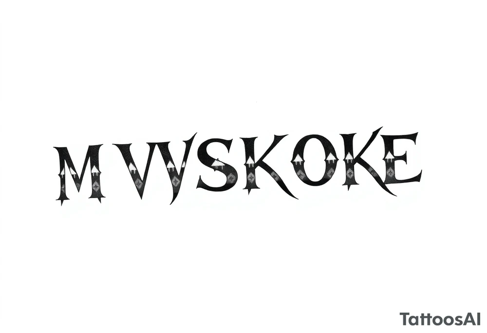 The word “MVSKOKE” shaded with Native American print tattoo idea