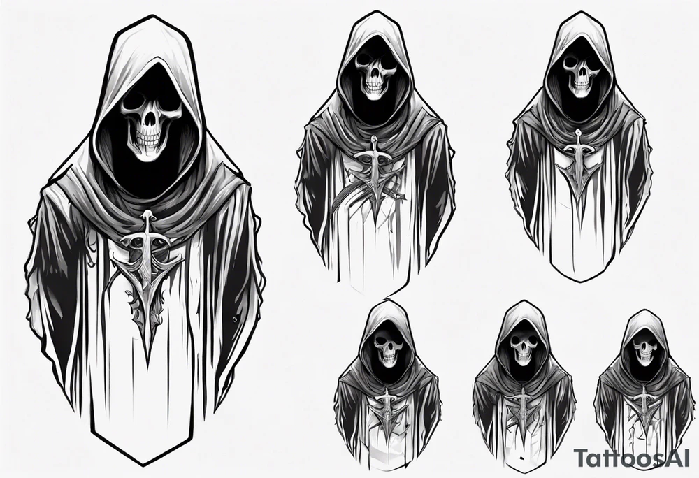 hooded reaper upper body no face tattoo idea