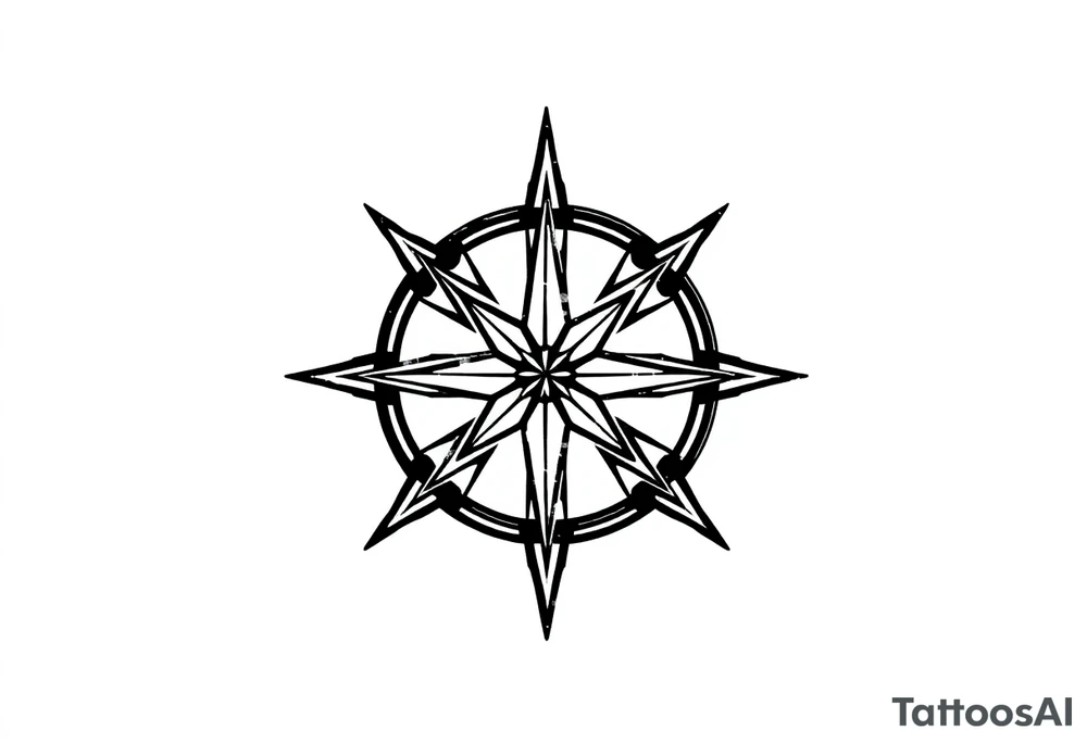 Simple Double layered compass rose tattoo idea