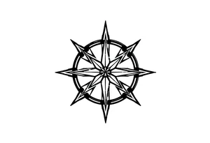 Simple Double layered compass rose tattoo idea