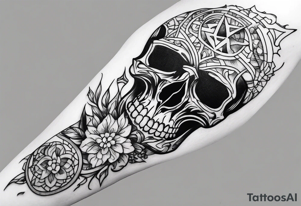 broken skeletal arm tattoo idea