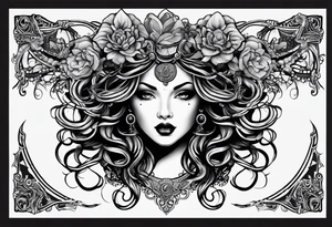 Gothic Medusa lady head blackwork tattoo idea