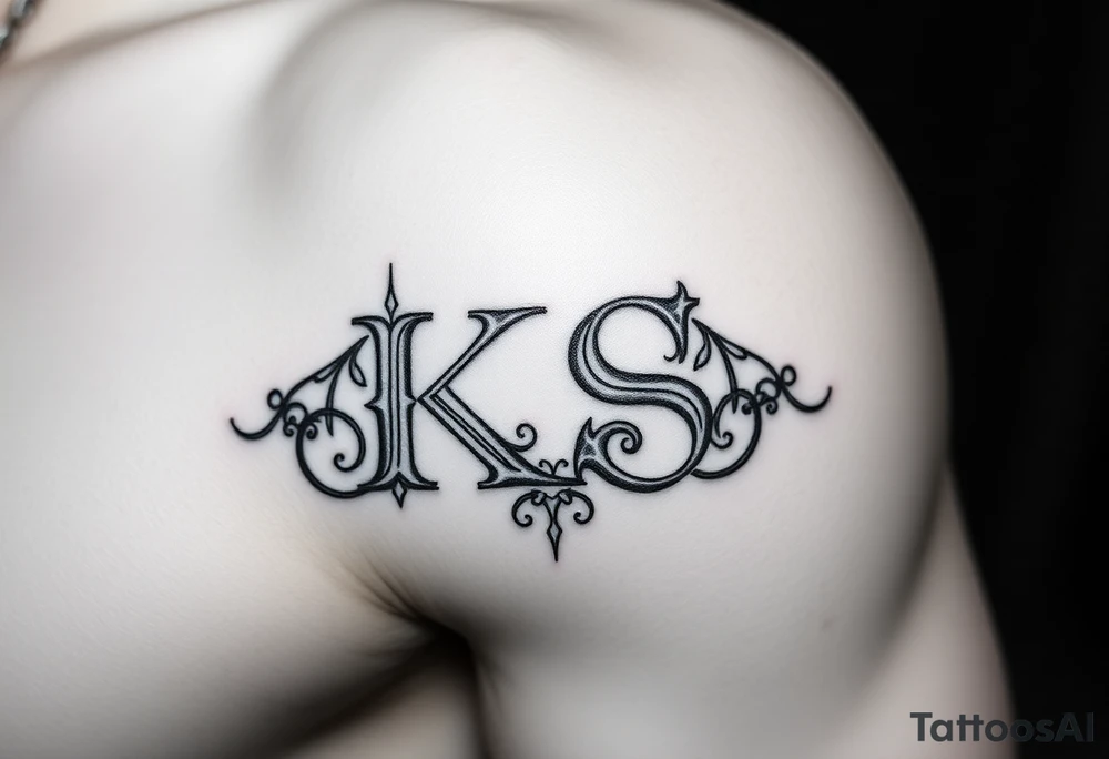 Tatuaje de ornamenta gótica que forme las letras las letras "KS" tattoo idea