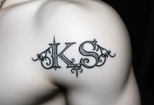 Tatuaje de ornamenta gótica que forme las letras las letras "KS" tattoo idea