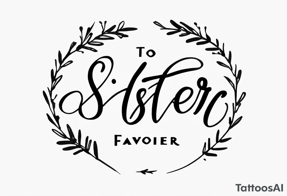 The handwritten words "to my favorite sister" written in a simple way. delicate tattoo tattoo idea