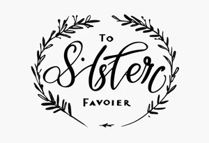 The handwritten words "to my favorite sister" written in a simple way. delicate tattoo tattoo idea