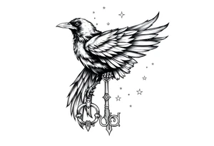 a raven,key,stars. tattoo idea
