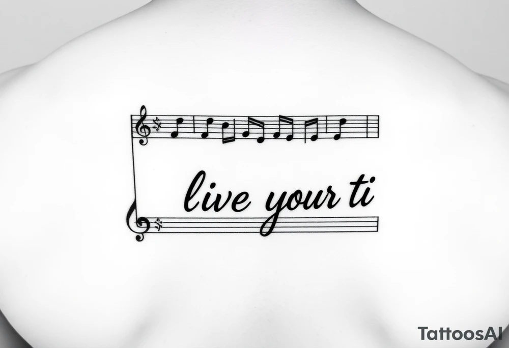 sheet music with the beginning of Santana's song samba pa ti with the phrase live your lyrics and fancy cursive between the top and bottom staves tattoo idea