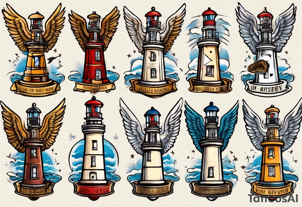 African angel on a lighthouse tattoo idea