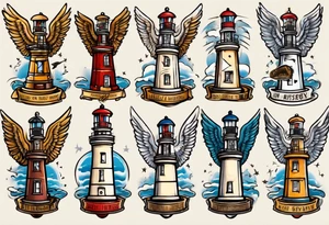 African angel on a lighthouse tattoo idea