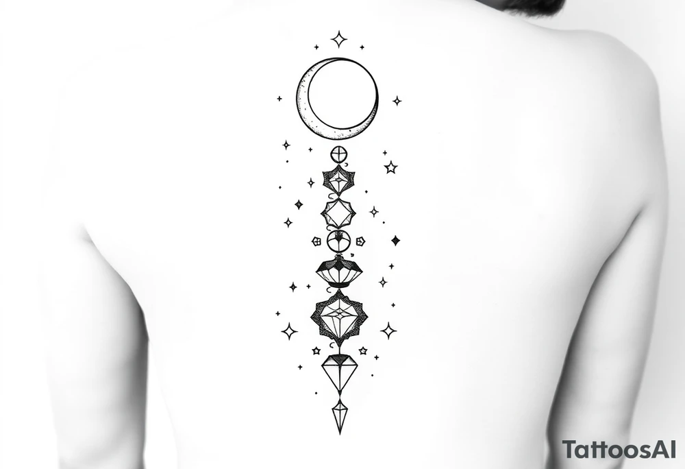 things to add on to a spine tattoo with moon and stars very dainty tattoo idea