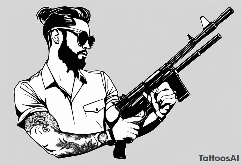 capricorn man with sunglasses and gun tattoo idea