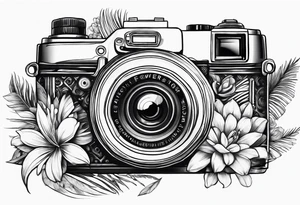 wave,, flower, palm, camera tattoo idea