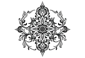 mytical shaman and witch ancient ornament with rhyme tattoo idea