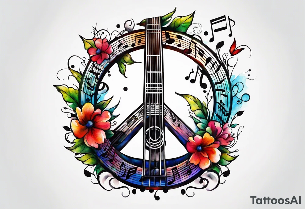 musical notes, peace tattoo idea