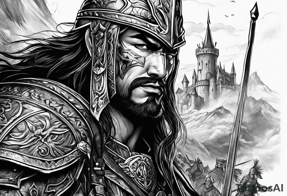 Warrior scene during midevil times tattoo idea