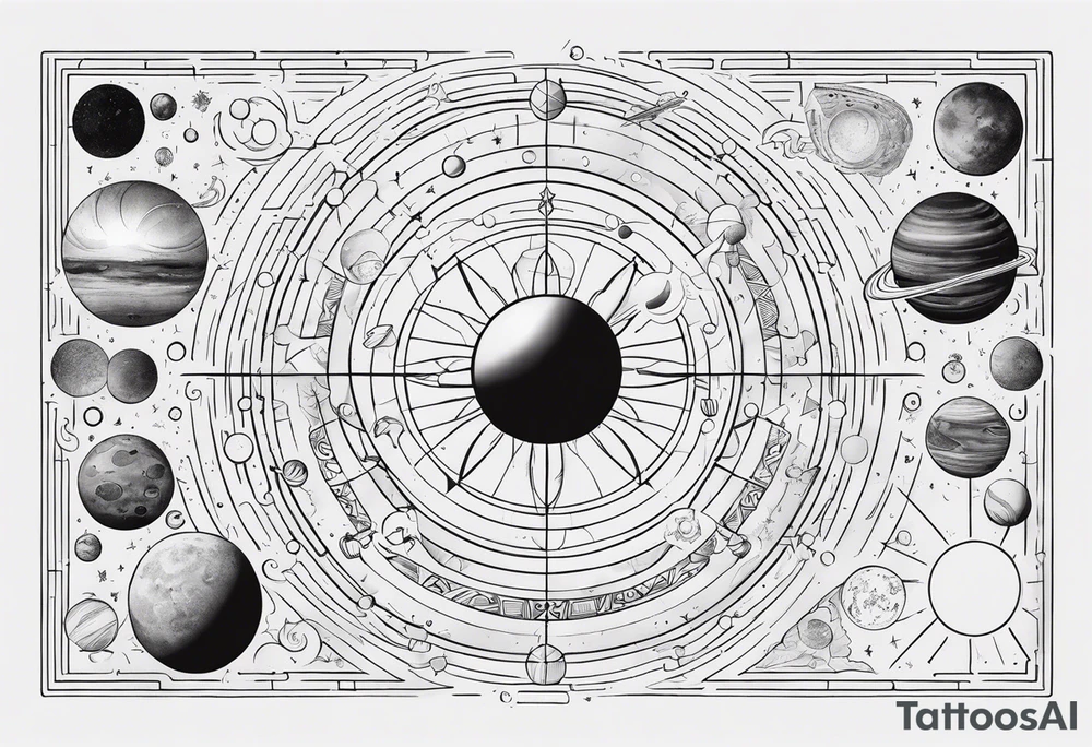 Symbols of the elements of the solar system arranged in order of distance from the sun tattoo idea