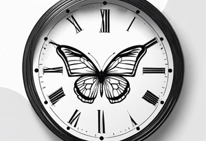 Butterfly flying over a clock. tattoo idea