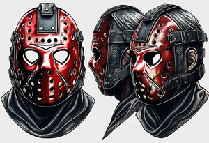 Friday the 13th Jason mask, Japanese art tattoo idea