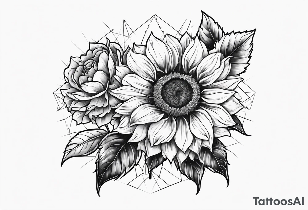 Sunflower spray rose carnations tattoo idea