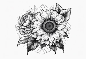 Sunflower spray rose carnations tattoo idea