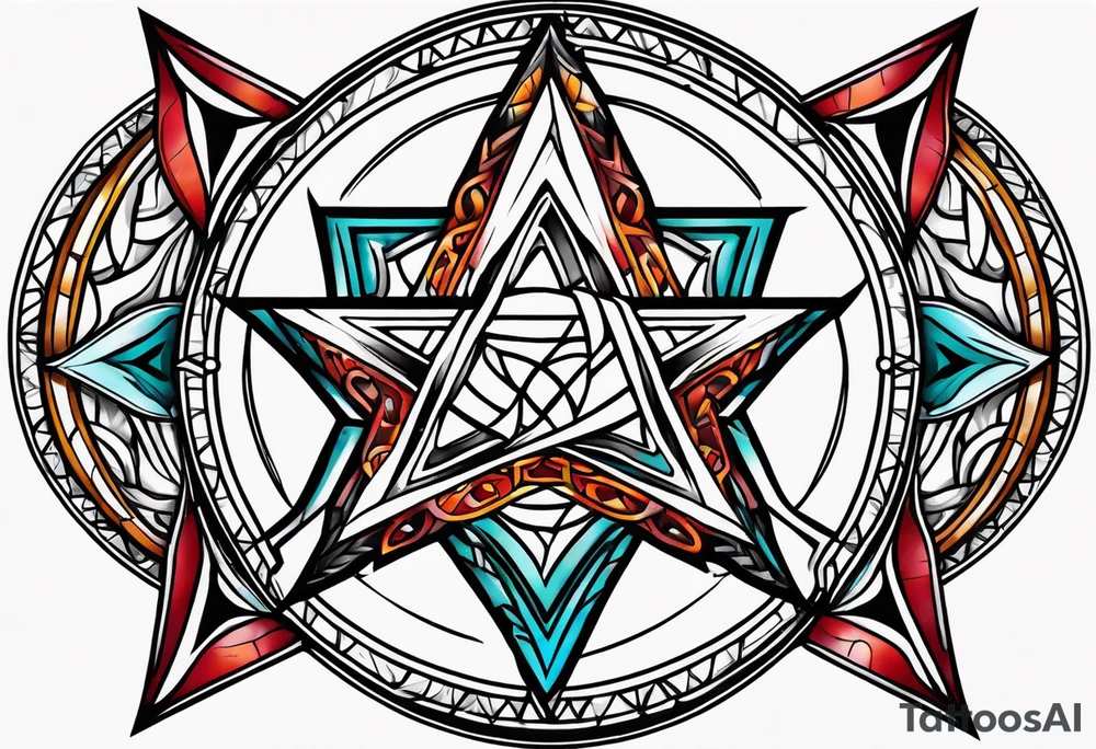pentagram upsidedown cross tattoo idea