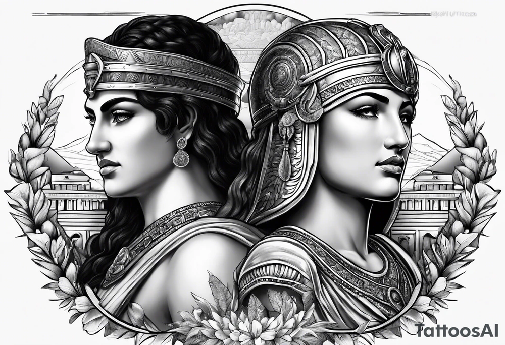 Alexander the Great & Cleopatra back to back tattoo idea Alexander the Great & Cleopatra back to back tattoo idea