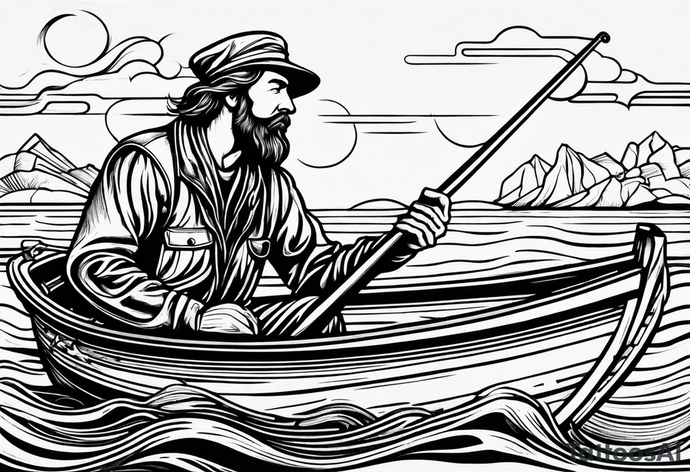 fisherman woodcut tattoo idea