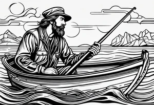 fisherman woodcut tattoo idea