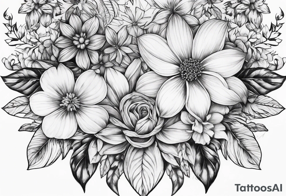 ornaments of flowers tattoo idea