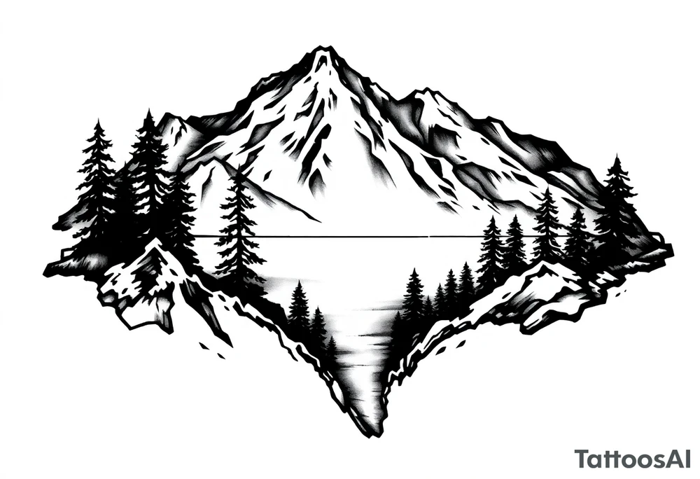 Outline of Lake Tahoe with a lake scene inside tattoo idea