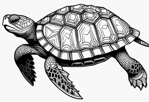 Full leg sleeve turtle geometric tattoo idea