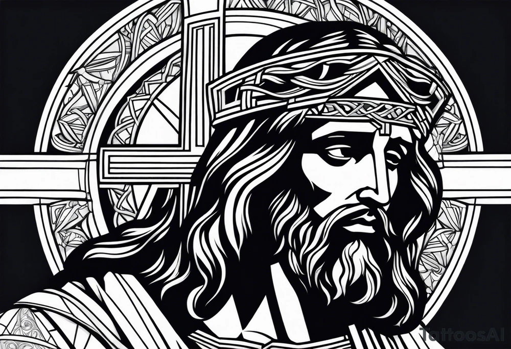 Jesus tattoo with cross tattoo idea