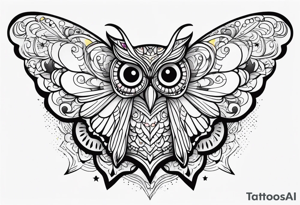Owl
 butterfly stars tattoo idea