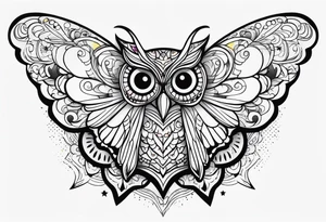 Owl
 butterfly stars tattoo idea