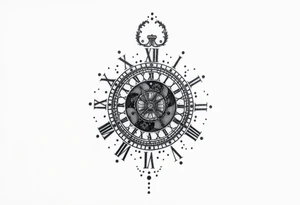 vintage roman numerals within ornate clockwork mechanism tattoo idea