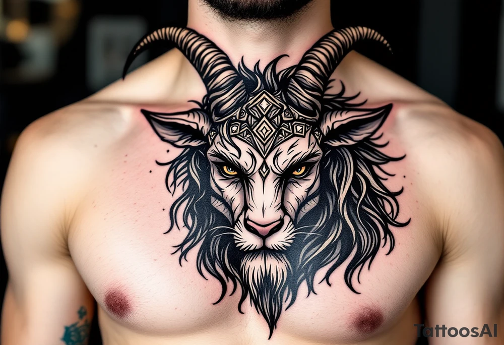 Capricorn head and body y starsign  10x10 cm tattoo idea