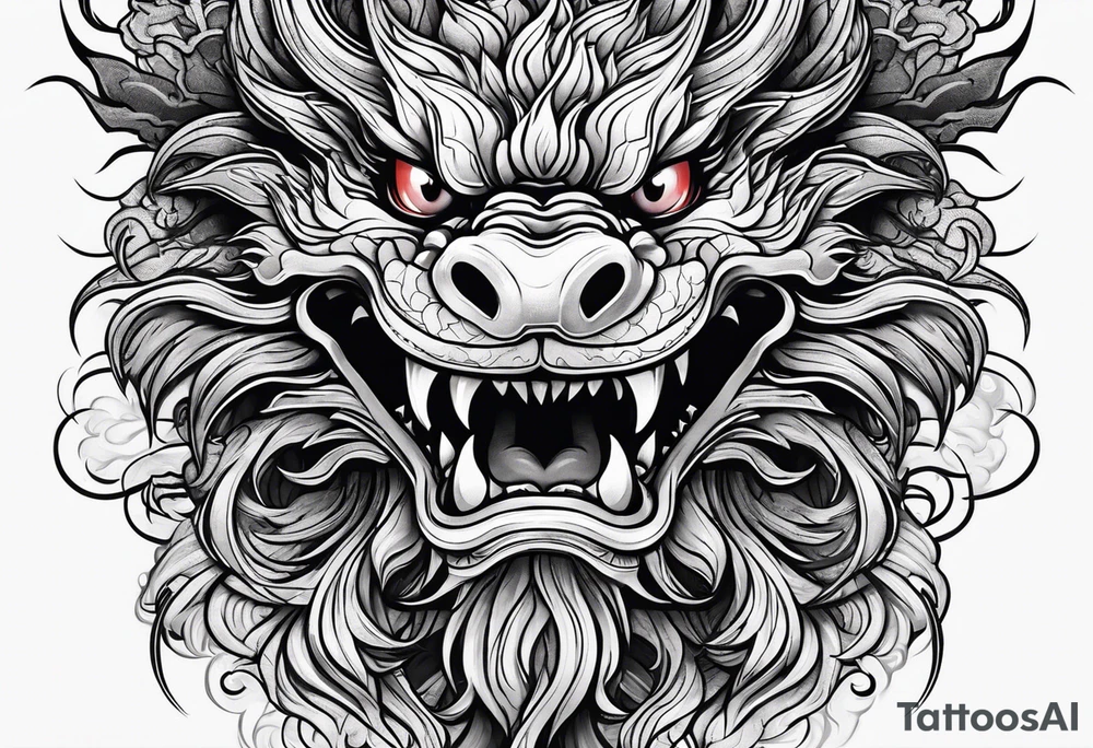 chinese dragon face tattoo idea