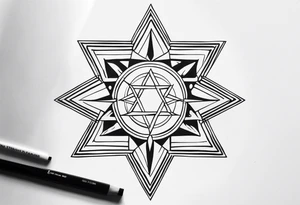 Band tool heptagram on elbow tattoo idea