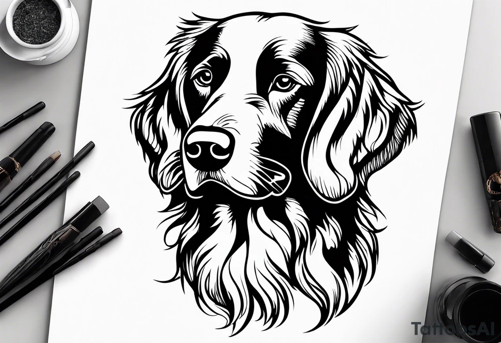 Outline of an irish setter no fill tattoo idea