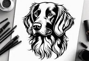Outline of an irish setter no fill tattoo idea